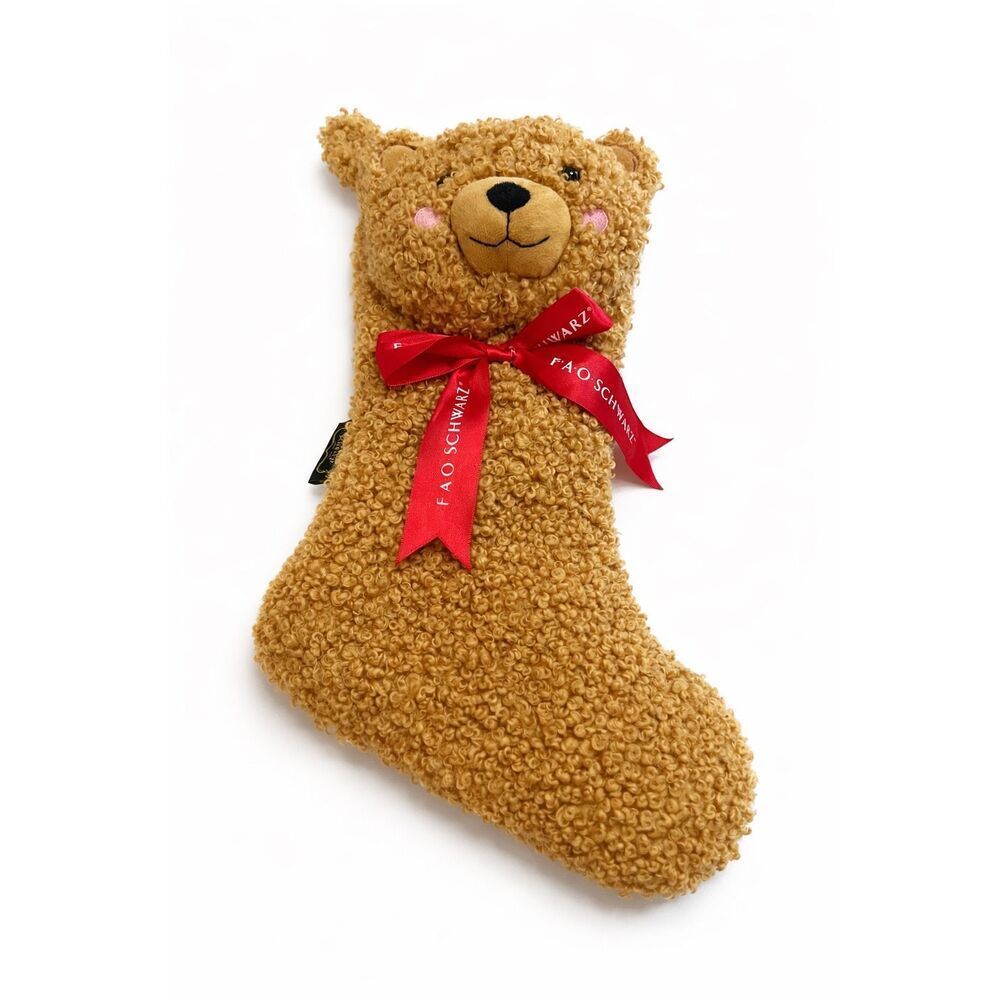 FAO Schwarz Curly Bear Christmas Stocking